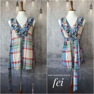 Anthropologie Fei Caricaturist plaid sleeveless top, size 4